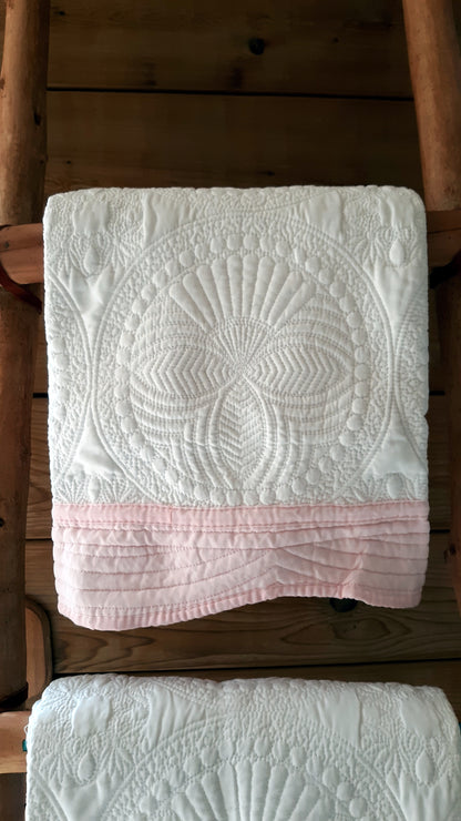 Heirloom Style Baby Quilt with Floral Monogram Crest