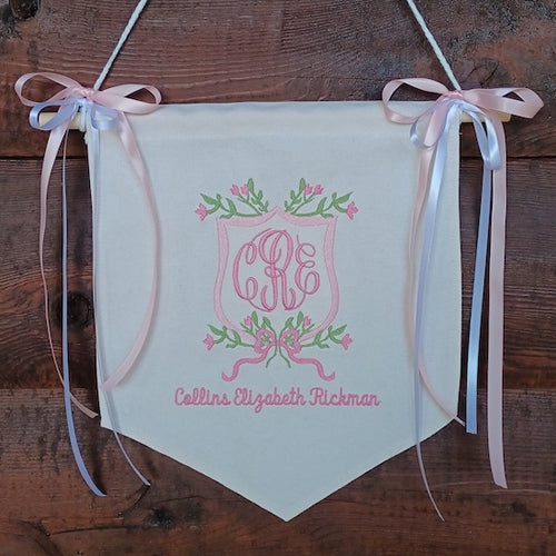 Floral Crest Monogram Baby Banner