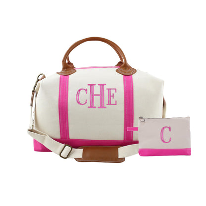 Personalized Weekender Duffel Bag with Matching Cosmetic Bag