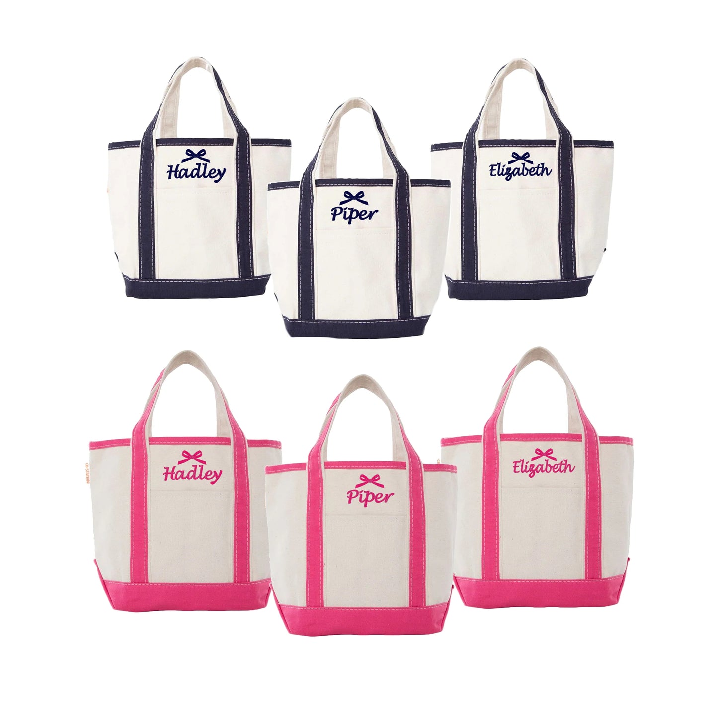 Mini Canvas Tote Bag with Embroidered Name