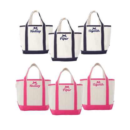 Mini Canvas Tote Bag with Embroidered Name