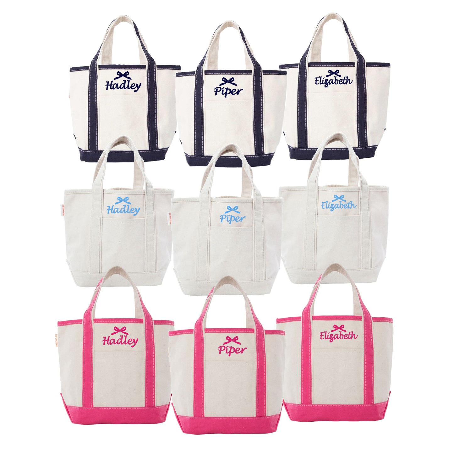 Mini Canvas Tote Bag with Embroidered Name
