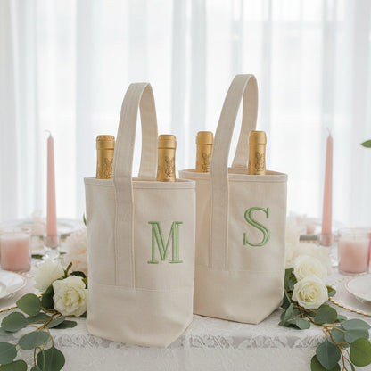 Bachelorette Party Favor Bag - Personalized Canvas Two Bottle Wine Icon Tote