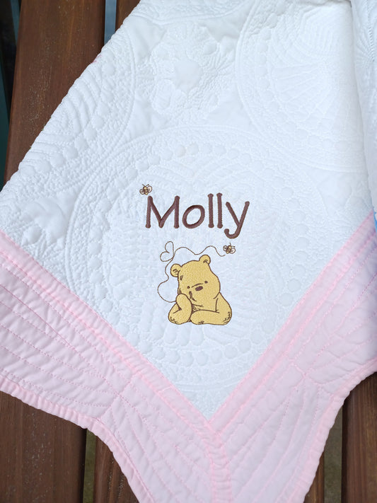 Classic Winnie the Pooh Baby Blanket Personalized