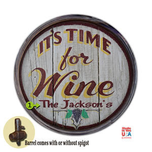 Personalized Barrel End It's Time for Wine Sign