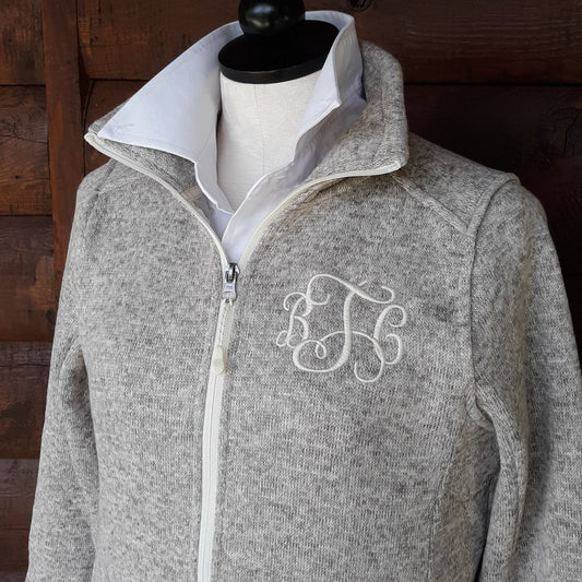 Charles River Apparel Heathered Fleece Sweater Jacket better with a monogram