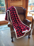 Red and Black Buffalo Plaid Cabin Throw Personalized - Free Shipping