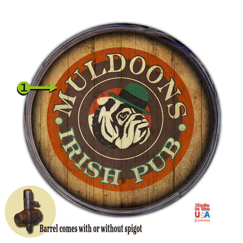 Personalized Barrel End Bulldog Irish Pub Sign