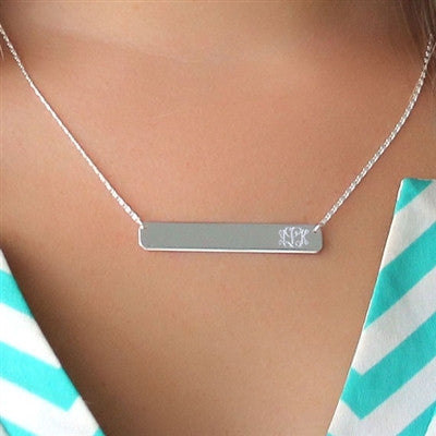 sterling silver bar necklace engraved