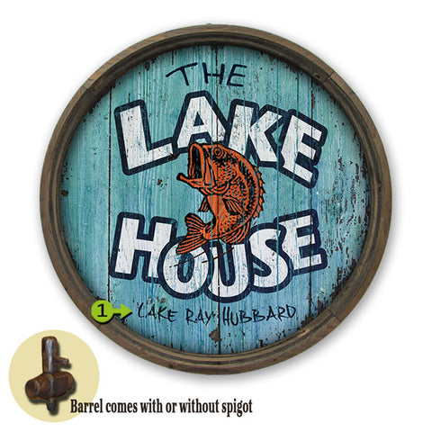 Personalized Barrel End Lake House Sign