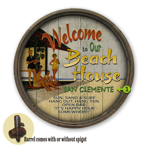 Personalized Barrel End Welcome to our Beach House Sign