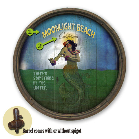 Personalized Barrel End Mermaid in Ocean Beach Sign
