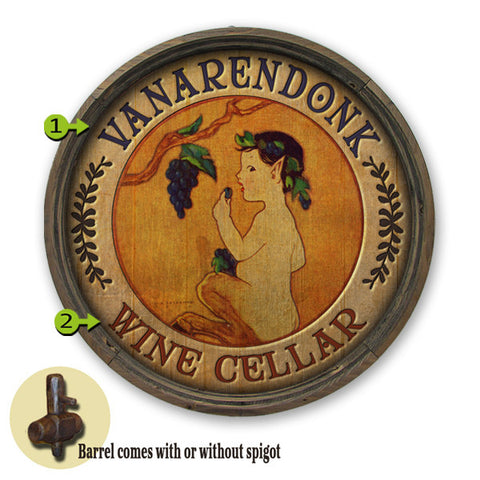 Personalized Barrel End Wine Cellar Sign