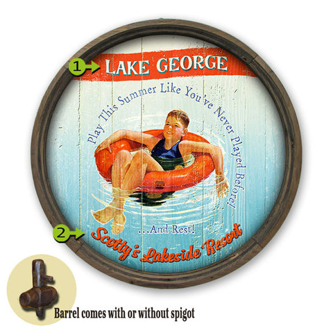 Personalized Barrel Play This Summer Lake Sign