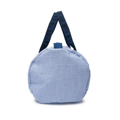 navy seersucker stripe duffel bag for child