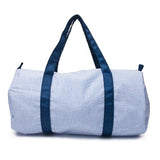 Navy Seersucker Duffle Bag by Pretty Personal Gifts