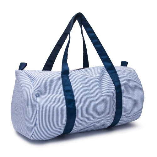 Personalized Seersucker Duffel bag in navy stripes 