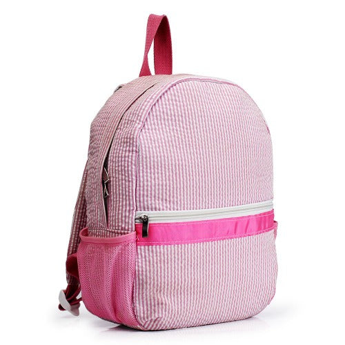Child size Pink striped seersucker backpack 