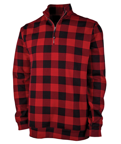 Buffalo Plaid Quarter Zip Sweatshirt with Monogram