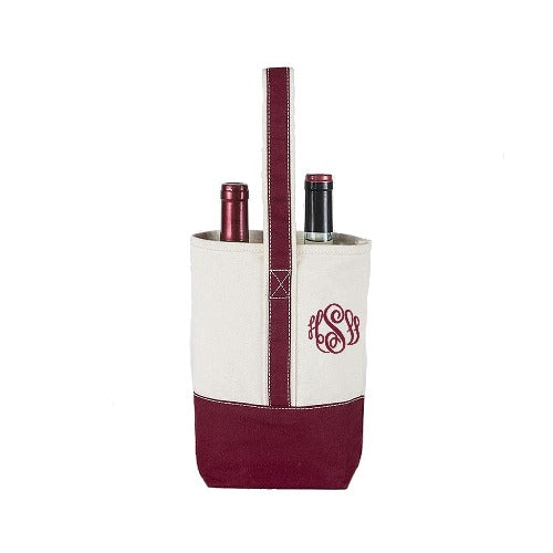 Personalized Wine Tote Bag Holds 2 Bottles of Wine