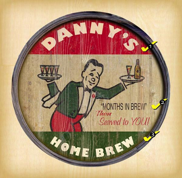 Personalized Barrel End Home Brew Bar Sign