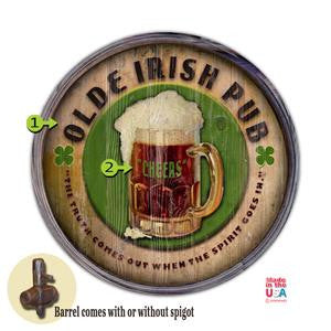 Personalized Barrel End Olde Irish Pub Sign