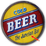 Personalized Barrel End Cold Beer Bar Sign
