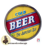 Personalized Barrel End Cold Beer Bar Sign