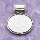 sterling silver oval pendant rope border engraved