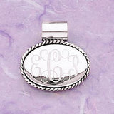 Engraved Oval Sterling Silver Pendant