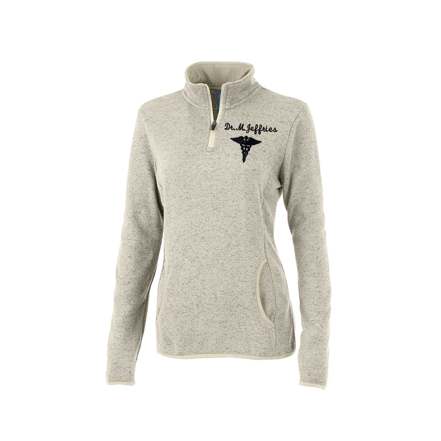 Ladies Quarter Zip Pullover For Nurse, Doctor, Medical Professional