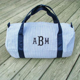 seersucker duffle bag personalized with child's monogram