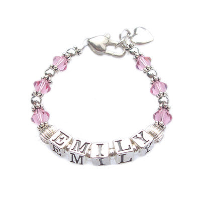 birthstone name bracelet for child