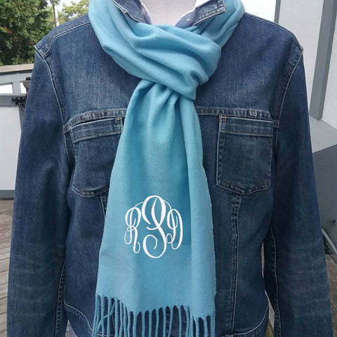 PrettyPersonalGifts Winter Scarf with Embroidered Monogram or Name