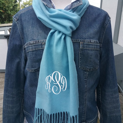 Houndstooth Monogram Scarf Cashmere Feel  Preppy Monogrammed Scarves –  Preppy Monogrammed Gifts