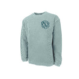 Bay green corded sweatshirt with embroidered monogram