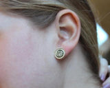 round monogrammed cz earrings