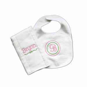 personalized baby bib and burp