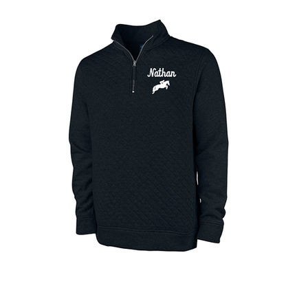 Men's Quilted Quarter Zip Sweatshirt With Horse Image