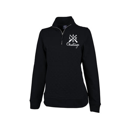 Ladies Quilted Quarter Zip Pullover Sweatshirt With Any Lake Name