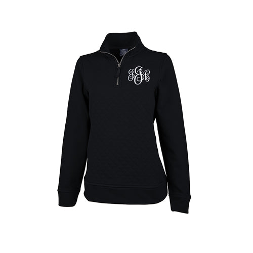 Ladies Monogrammed Quilted Quarter Zip Pullover Sweatshirt
