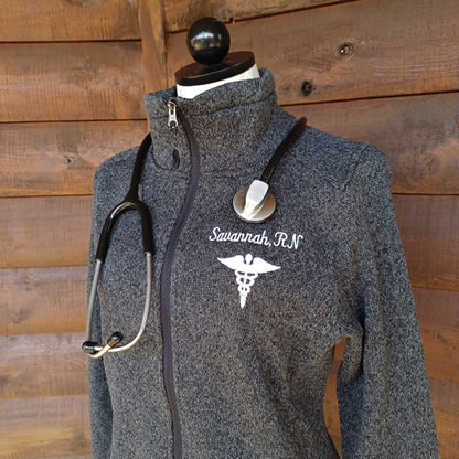 Personalized Heathered Fleece Nurse Jacket