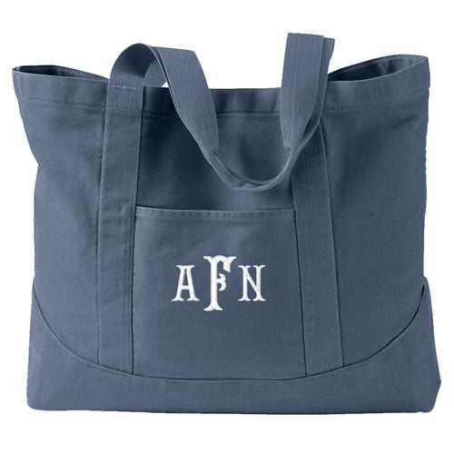 Monogrammed Canvas Tote Bag - 5 colors