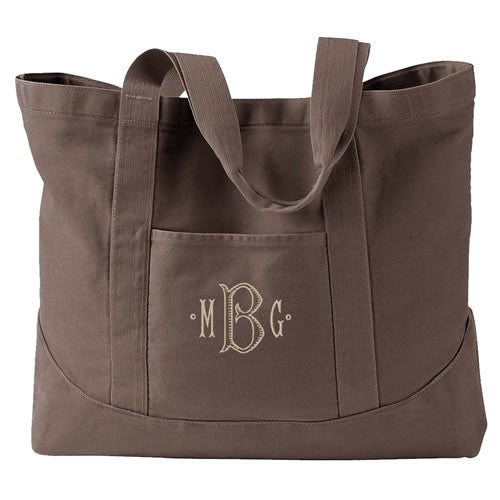 Monogrammed Canvas Tote Bag - 5 colors