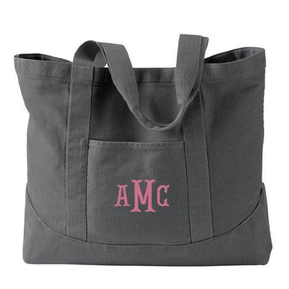 Monogram Tote Bag - 7 solid colors