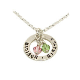 circle of love hand stamped mother necklace