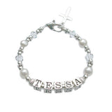 crystal & pearl name bracelet