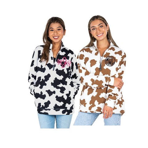 Cow Print Sweatshirt with monogram, Cow Sweatshirt