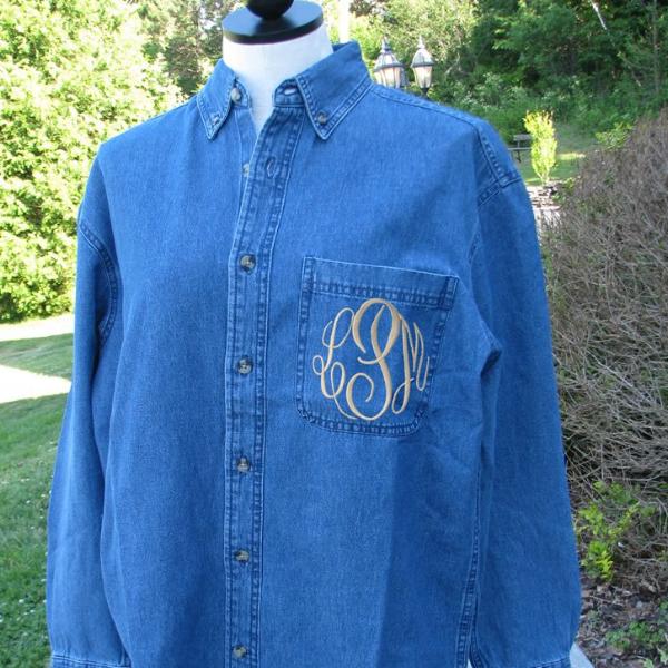 denim shirt for bride and bridal party to get ready for wedding in