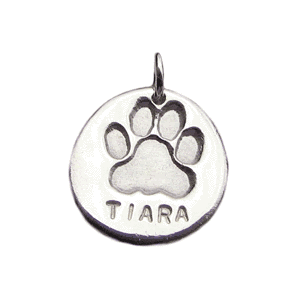 dog paw charm with name personalized